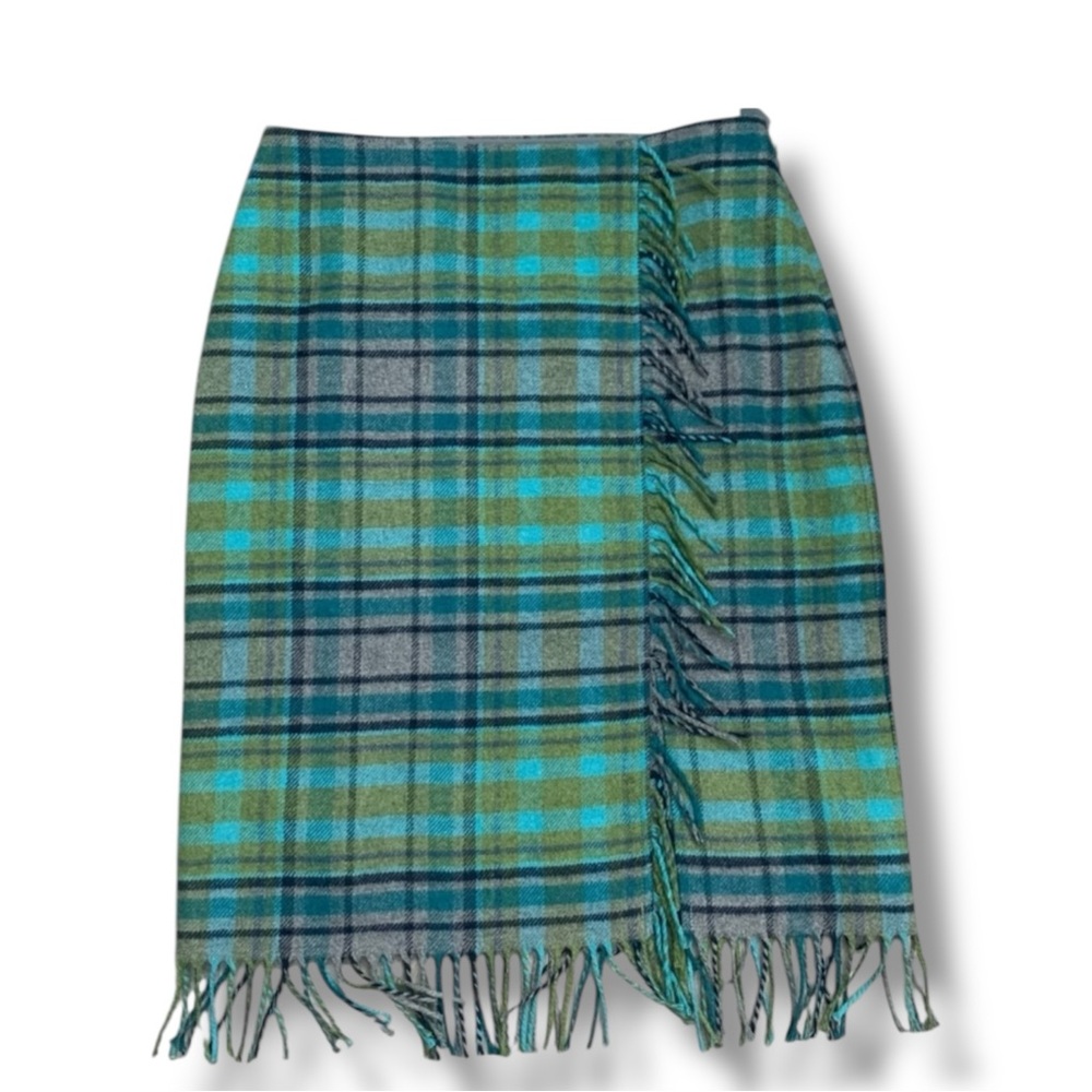 J.Jill Plaid Wool Green & Blue Skirt Size:6